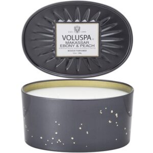 Овальная свеча с двумя фитилями VOLUSPA - MAKASSAR EBONY & PEACH